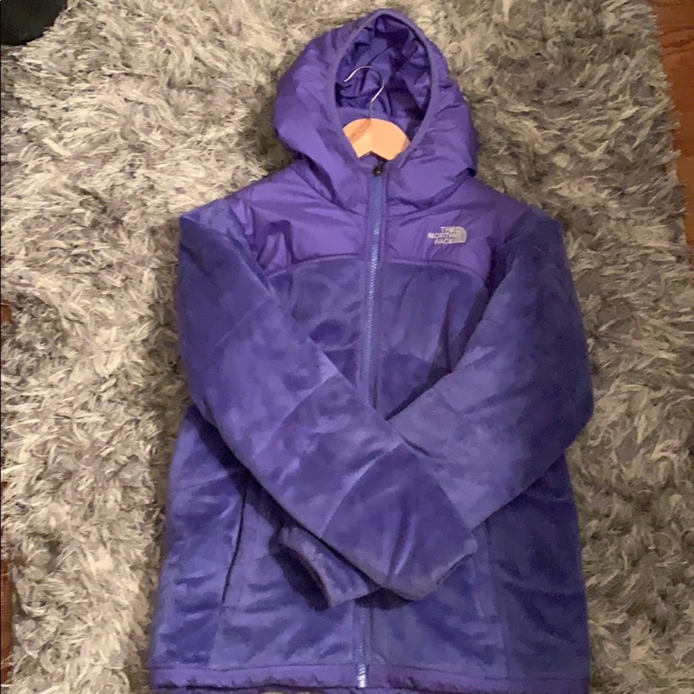 Purple double sided north face jacket